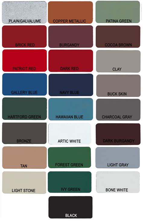 metal color chart